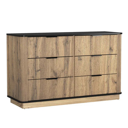 US Local Modern Multi-functional Six-drawer MDF Cabinet,The Perfect Combination Of Rounded Corners And Multifunctional Design, With Product Dimensions