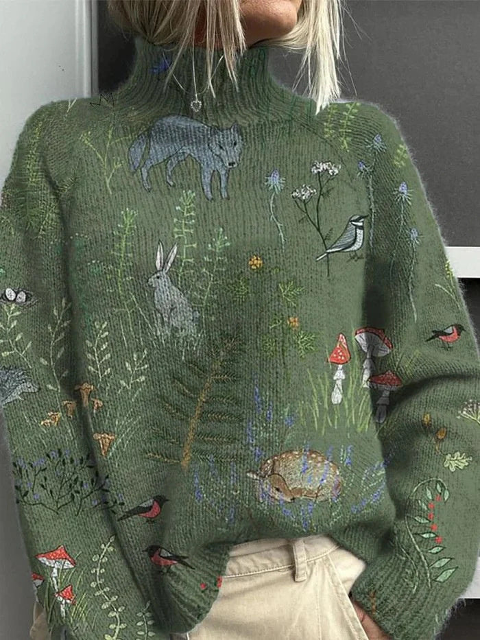 Women's Christmas Printed Turtleneck Sweater