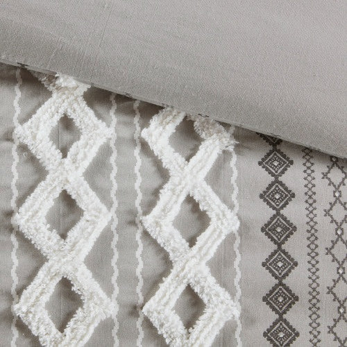 US Local King Cal King Cotton Printed Duvet Cover Set With Chenille