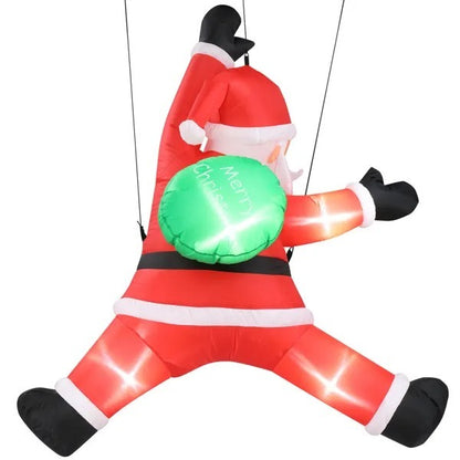 4.9 FT Lighted Christmas Inflatable Decoration, Inflatable Hanging Santa Claus With Gift Bag, Funny Blow Up Yard Decorations With Built-in LED Lights For Holiday Party Front Yard Lawn Garden Decor