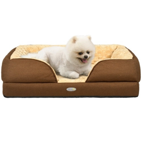 UK Local PawHut Calming Dog Bed Pet Mattress W  Removable Cover, Anti-Slip Bottom, For Small Dogs, 70L X 50W X 18Hcm - Brown