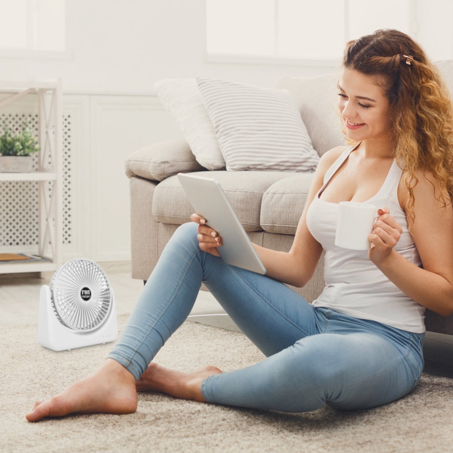 US Local 6.5in Desk Fan USB Powered 2 Speeds Table Cooling Fan Tilt Quiet Desktop Fan For Bedroom Office