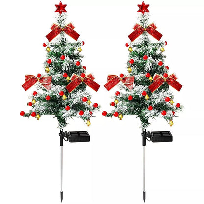 US Local 2pcs Solar Christmas Cedar Tree Lights Outdoor Lawn Ground Plug Patio Landscape Balcony Christmas
