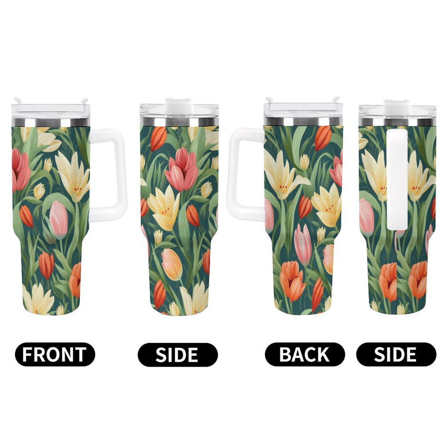 PHDT00371 POD US Local Tumbler 40 oz Large Capacity Car Cup Flowers, Gentle