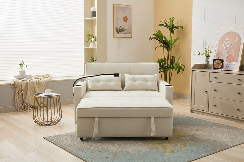 US Local Futon Chair Bed Convertible Chair 3-in-1 Pull Out Sleeper Chair Beds With USB Ports,Wear-resistant And Anti-scratch, Armchair Bed Sleeper For Living Room