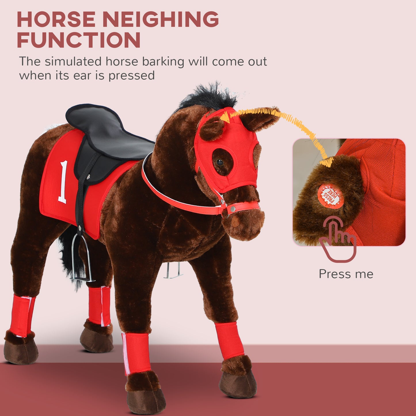 US Local Ride on Horse for Kids 3-8 Years Old w/ Neighing Sound