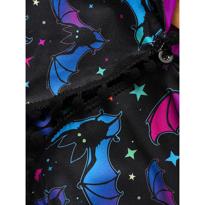 US Local Little Girls 2Pcs Halloween Outfits Sleeveless Tulle Dress With Hooded Cloak Set Clothes