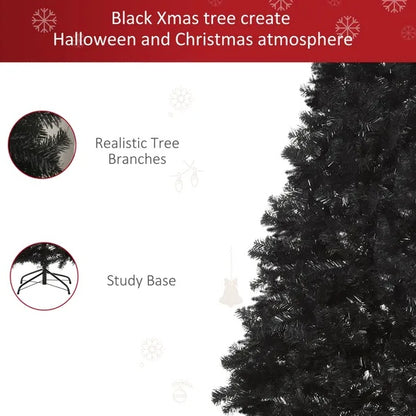 US Local 7 Ft Artificial Christmas Tree Unlit Douglas Fir With Realistic Branches And 1346 Tips, Black Halloween Style