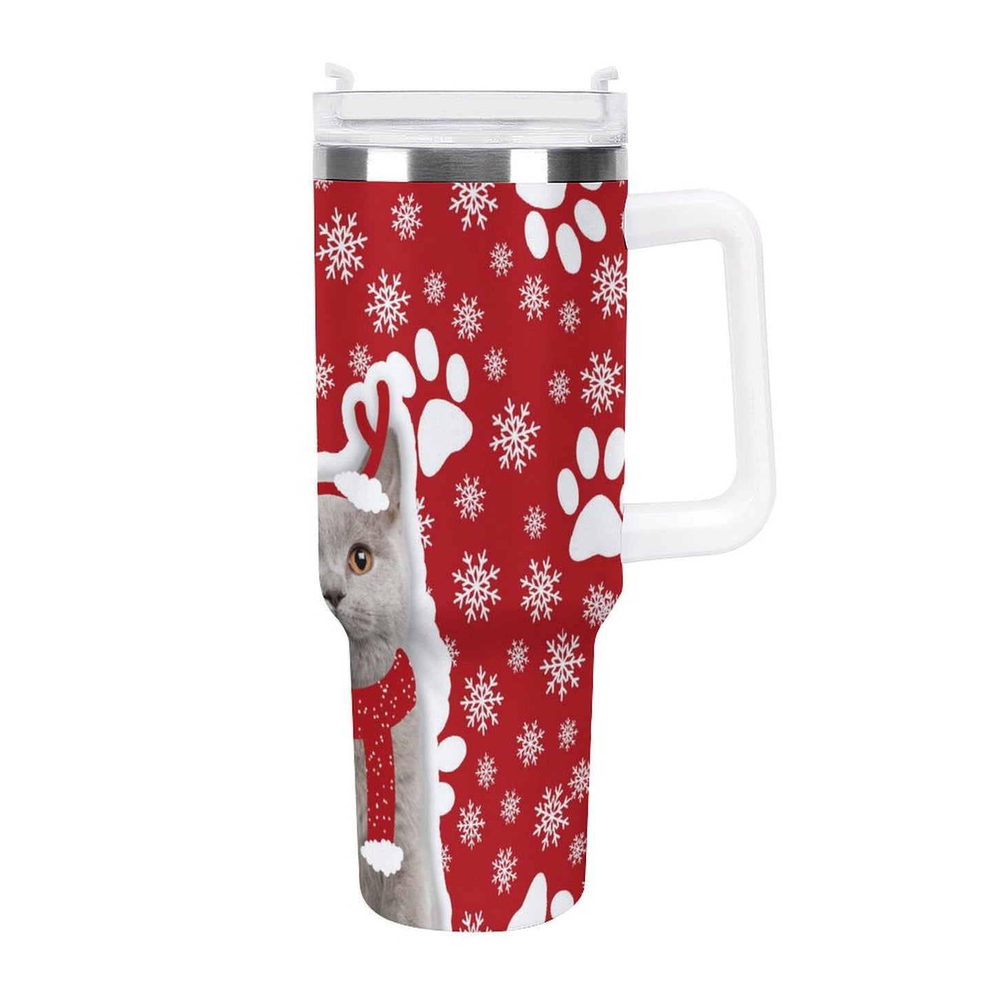 POD US Local 40oz Large Capacity Car Cup Christmas Snowflakes Cats Dogs Paws Red Pussy