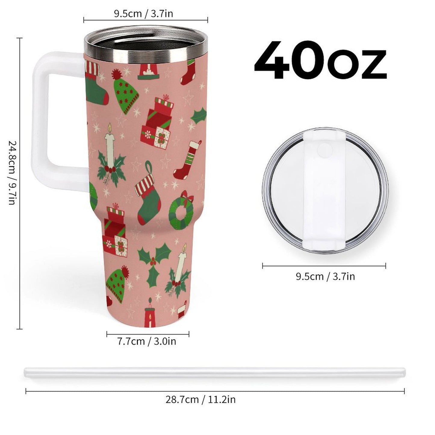 PHDT00426 POD US Local Tumbler 40 oz Large Capacity Car Cup Pink, Christmas