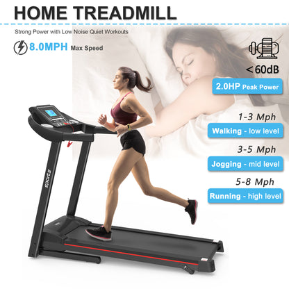 US Local Fitshow App Home Foldable Treadmill With Incline, Folding Treadmill For Home Workout, Electric Walking Running Treadmill Machine 5 LCD Screen 250 LB Capacity Bluetooth Music