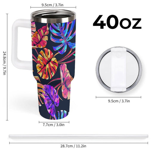 PHDT00413 POD US Local Tumbler 40 oz Large Capacity Car Cup Monstera, Purple, Pink, Tropical