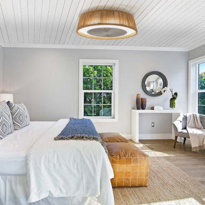 US Local Bohemian Style LED Dimmable Ceiling Light With Built-in Fan - Remote Control