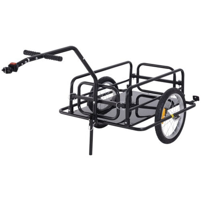 US Local Aosom Bike Cargo Trailer, Bicycle Trailer, Heavy-Duty Bike Wagon Cart, Foldable Compact Storage, With Universal Hitch, 16 Wheels, 88 Lbs. Capacity, Black