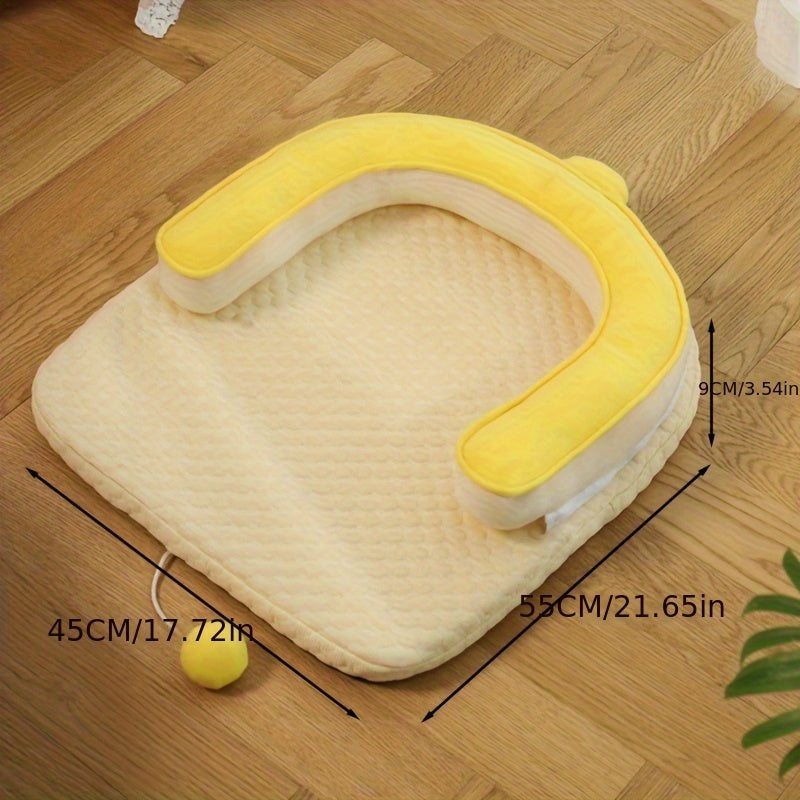 US Local U-Shaped Cooling Pad For Cats And Dogs - Cat And Dog Neck Sleeping Pad, Summer Ice Feeling U-Shaped Headrest With Non-Slip Base, Washable Scratch-Resistant Polyester Cooling Pad