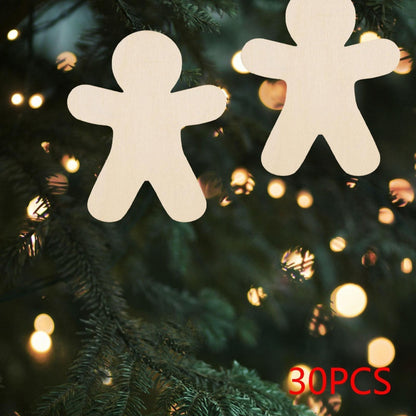 US Local 30 Pieces Of Unpainted Gingerbread Man Slices For Painting DIY Handmade Christmas And Halloween Supplies