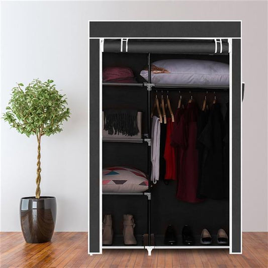 US Local 16 Tube Non-woven Fabric Wardrobe With 4 Layers And 6 Compartments