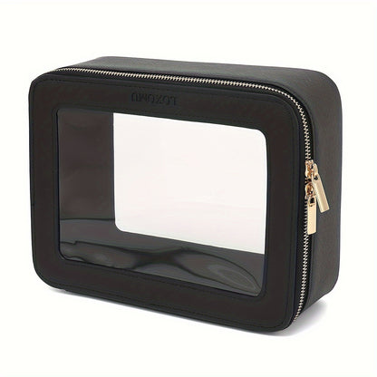 US Local Clear Makeup Bag For Traveling - Transparent Cosmetic Case Clear Toiletry Bag Organizer For Women -Black