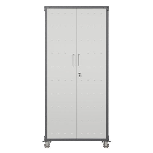 US Local 71 Metal Garage Storage Cabinet With Wheels - Heavy-Duty Tool Storage Cabinet For Home, Office, School, And Garage Organization, Black Gray