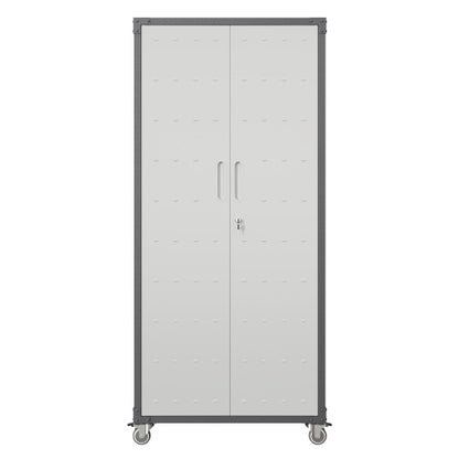 US Local 71 Metal Garage Storage Cabinet With Wheels - Heavy-Duty Tool Storage Cabinet For Home, Office, School, And Garage Organization, Black Gray