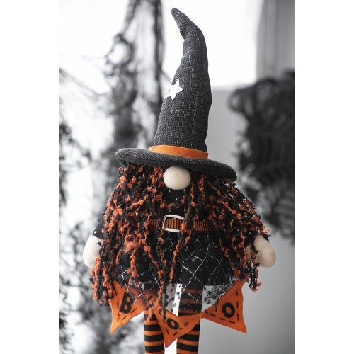 8.3x5x24 Fabric Standing Gnome W Orange Banner  Spring Body, For Halloween Decor