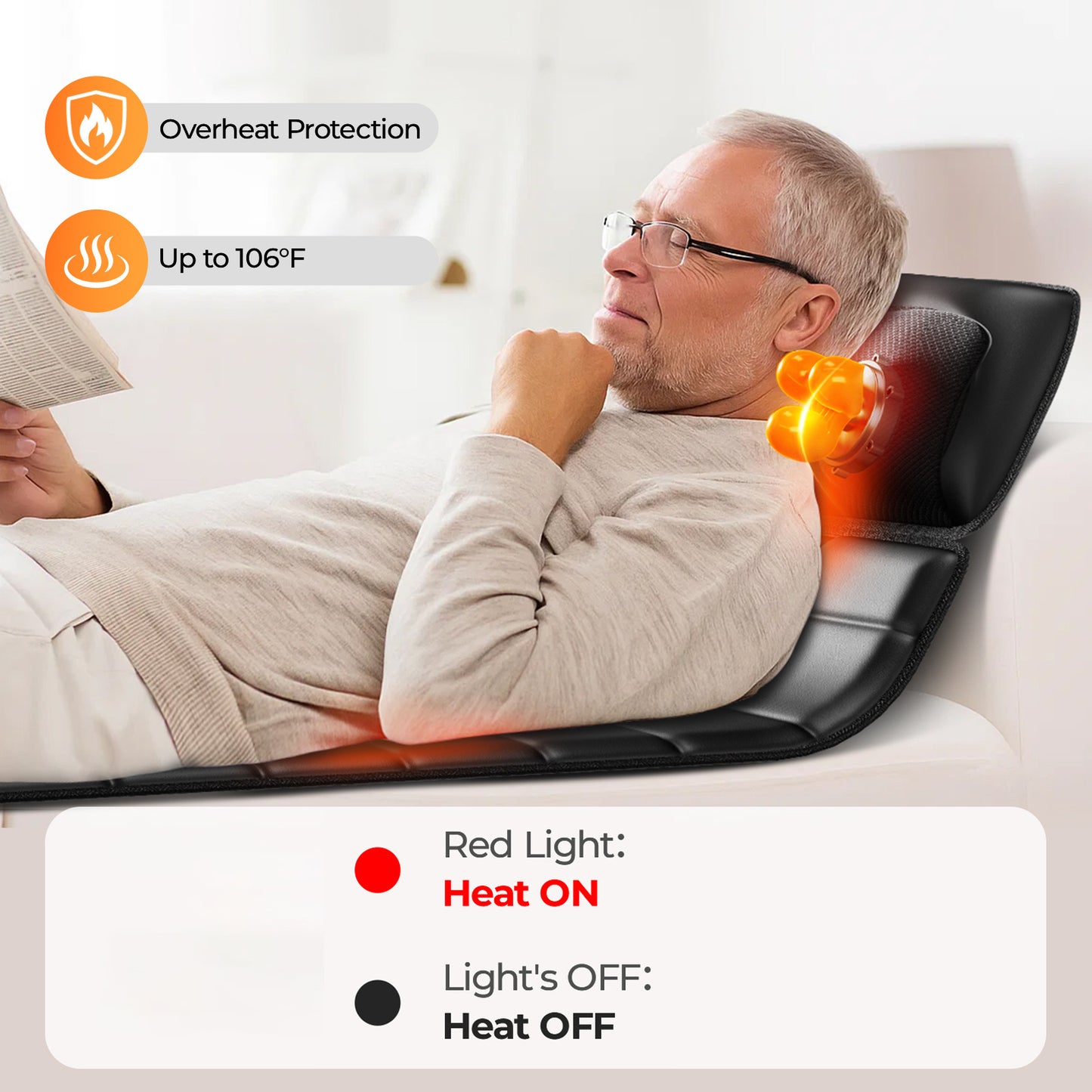 US Local Foldable Massage Mattress Controller With Smart Heating And Timer, Perfect For Full-body Relaxation At Home, Portable And Convenient For Home Use