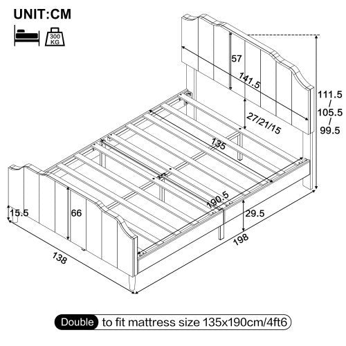 UK Local 4ft6 Double Upholstered Bed Frame With Adjustable Chic Channel-Tufted Headboard, Velvet Platform Bed Frame With Solid Wood Slat And Mute Foam, No Box Spring Needed, Easy Assembly, Grey No Mattress