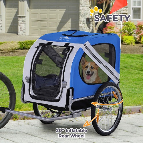 US Local Aosom Dog Bike Trailer Pet Cart Bicycle Wagon Cargo Carrier Attachment For Travel With 3 Entrances Large Wheels For Off-Road & Mesh Screen