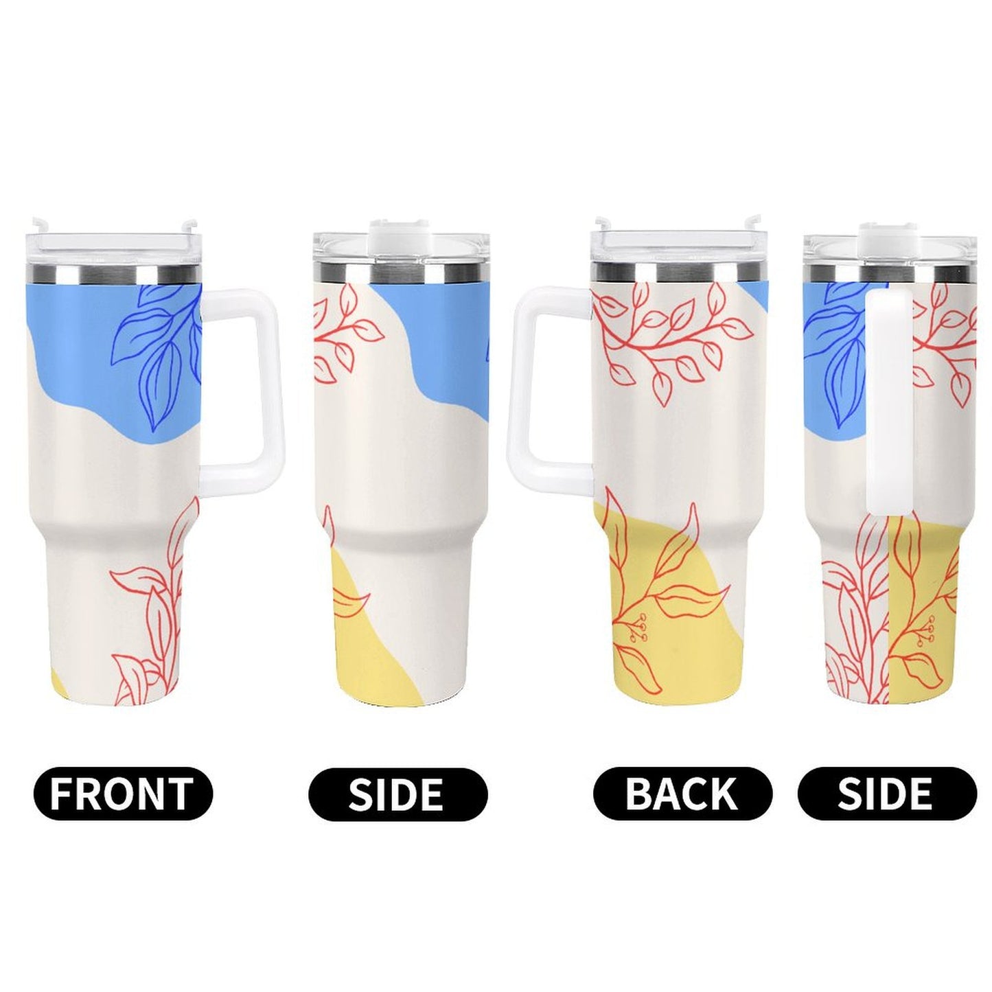 PHDT00038 POD US Local Tumbler 40 oz Large Capacity Car Cup Flowers, Leaves, Geometry, Color Blocks