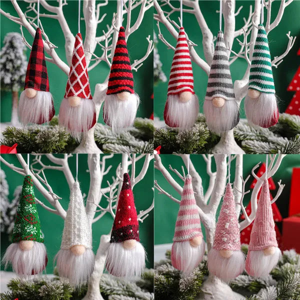 US Local 12 Pcs Christmas Gnomes Hanging Ornaments Tomte Gnomes Plush Decorative Ornaments Faceless Gnome Xmas Tree Hanging Decorative Santa Elf Home Wall Table Decor For Christmas Home