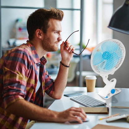 US Local 1Pc Clip On Fan 2 Speeds Quiet Clamp Fan Adjustable Tilt Auto Shaking Fan Wall Mount Personal Fan For Desk Office Home Baby Strollers Table Tops With 3.94FT Cord