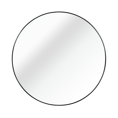 US Local Black 16 Inches Metal Round Bathroom Mirror