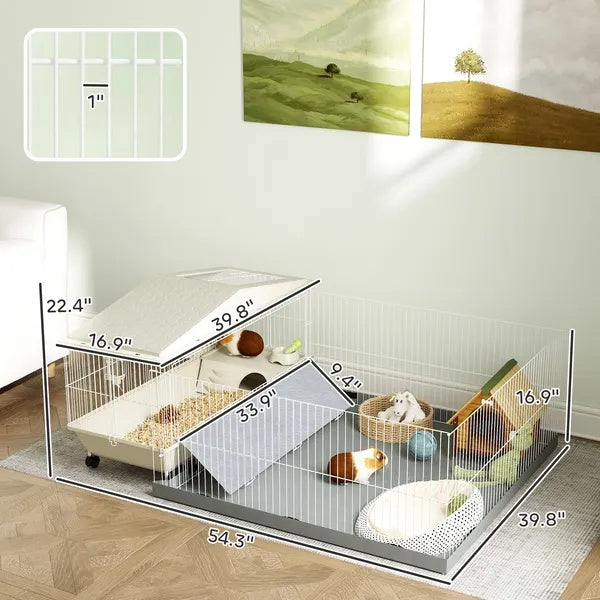 US Local Small Animal Cage With Removable Pet Playpen, Guinea Pig Cage With Waterproof Pad
