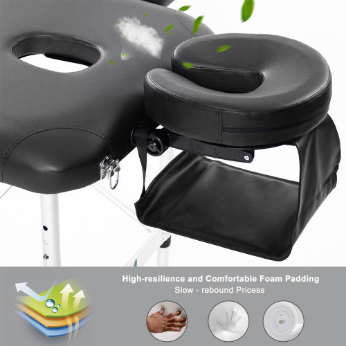 UK Local Massage Table Couch Bed Aluminium Tattoo Spa Reiki Portable Folded 3 Section With Premium PU Leather And 5 Cm High Density Multi-Layer Foam Headrest Arm Support And Carrying Bag