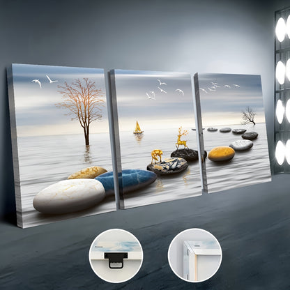 US Local Framed Oil Paintings And Posters, Ready To Hang, Featuring Lakes, Abstract Animals, And Landscapes For Home Decoration, Marble, Wall Art, Room Decor, And Home Wall Decoration. High-definition Printing