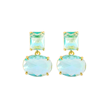 Crystal Geometric Earrings Elegant Copper Plated With Real Gold