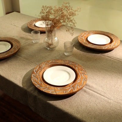 US Local Handcrafted 13 Wood Charger Plate Wooden Dinning Placemat Artisan Wood Tableware