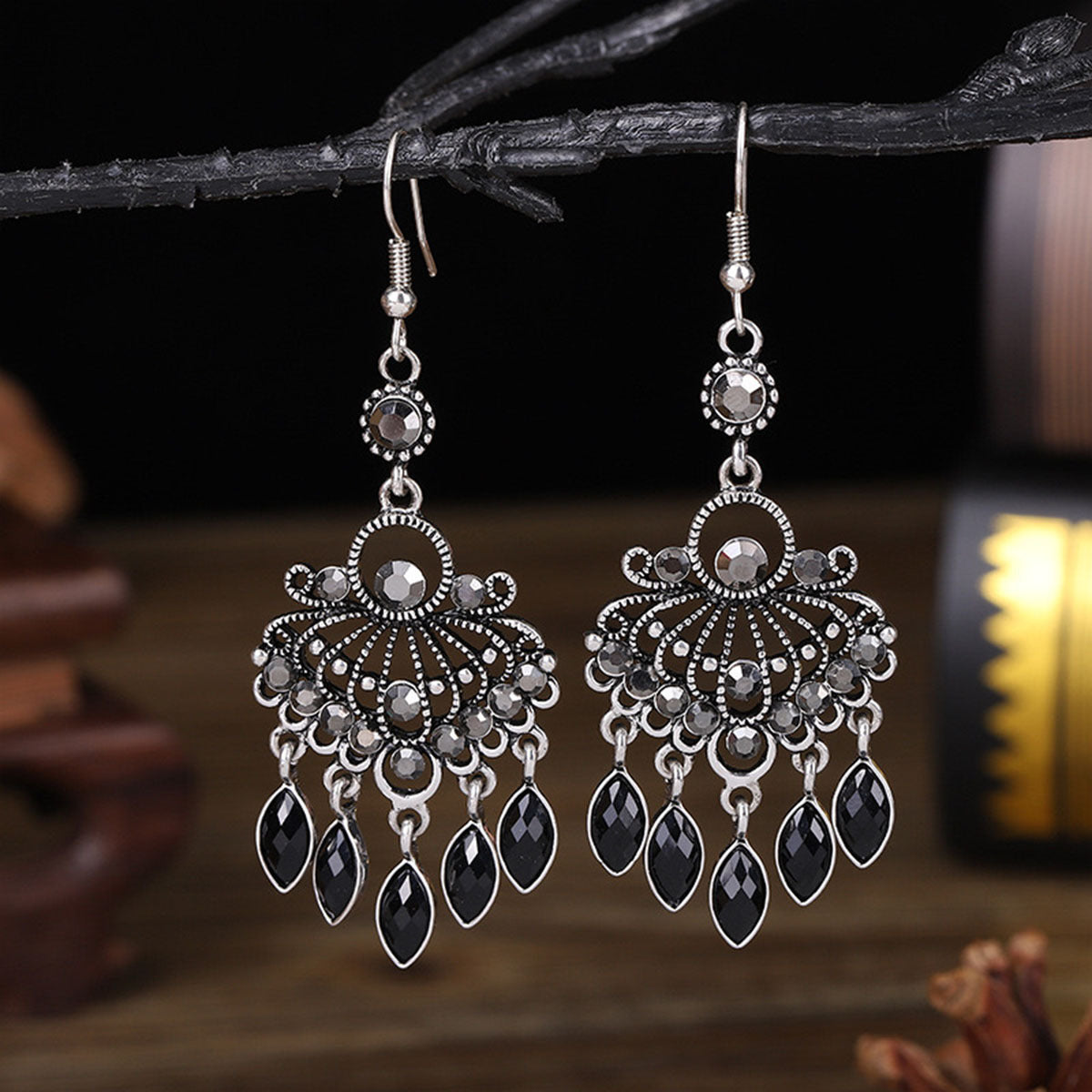 Ethnic Style Bohemian Vintage Engraving Tassel Earrings