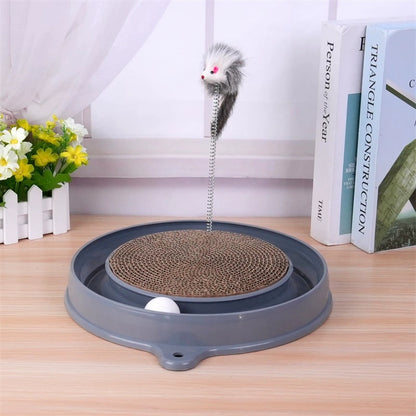 US Local Multi-functional Cat Scratching Board With Ball Track, Various Colours Of Mat Board, Self-height Relief From Boredom To Tease The Cat, With Spring And Ball, Anti-scratch Furniture Artifacts, A Must-ha