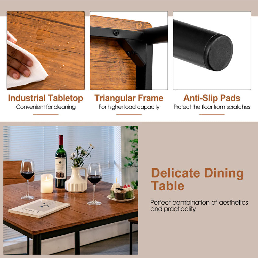 US Local 5 Pieces Industrial Dining Table Set With Counter Height Table And 4 Bar Stools