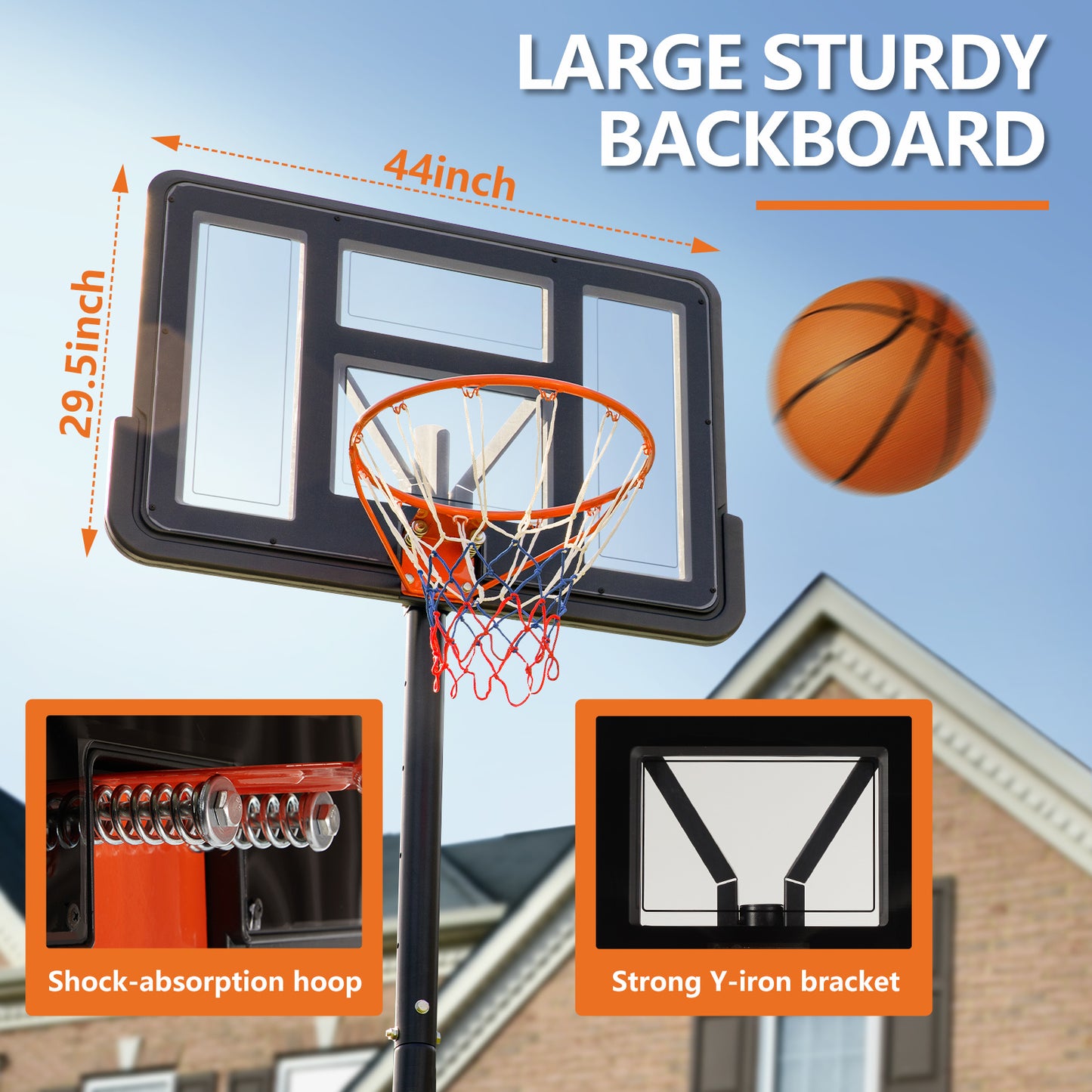 US Local Outdoor Basketball Hoop 4.2-10 Feet Adjustable Height