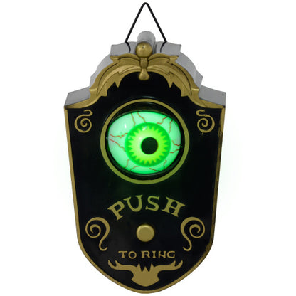 US Local HOMCOM 7.1 Halloween Decoration, Animatronic Doorbell With Simulation Light-up Eyeball, Sound And Motion Activated Animated Prop W  Piercing Doorbell Sound
