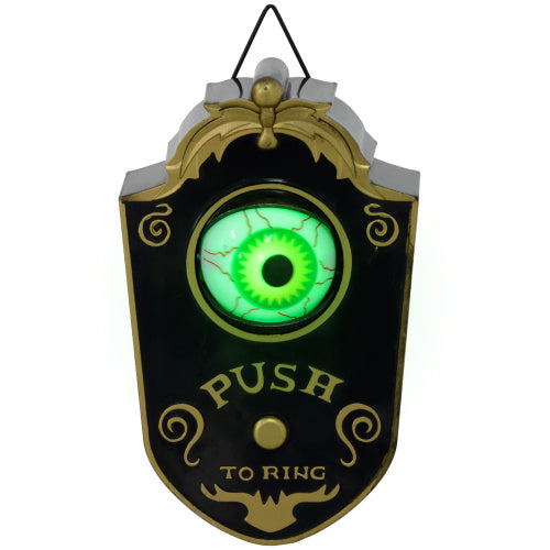HOMCOM 7.1 Halloween Decoration, Animatronic Doorbell With Simulation Light-up Eyeball, Sound And Motion Activated Animated Prop W  Piercing Doorbell Sound