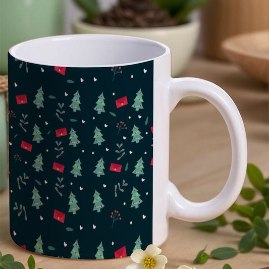 POD US Local White mug with full print, Christmas Tree Green 0040