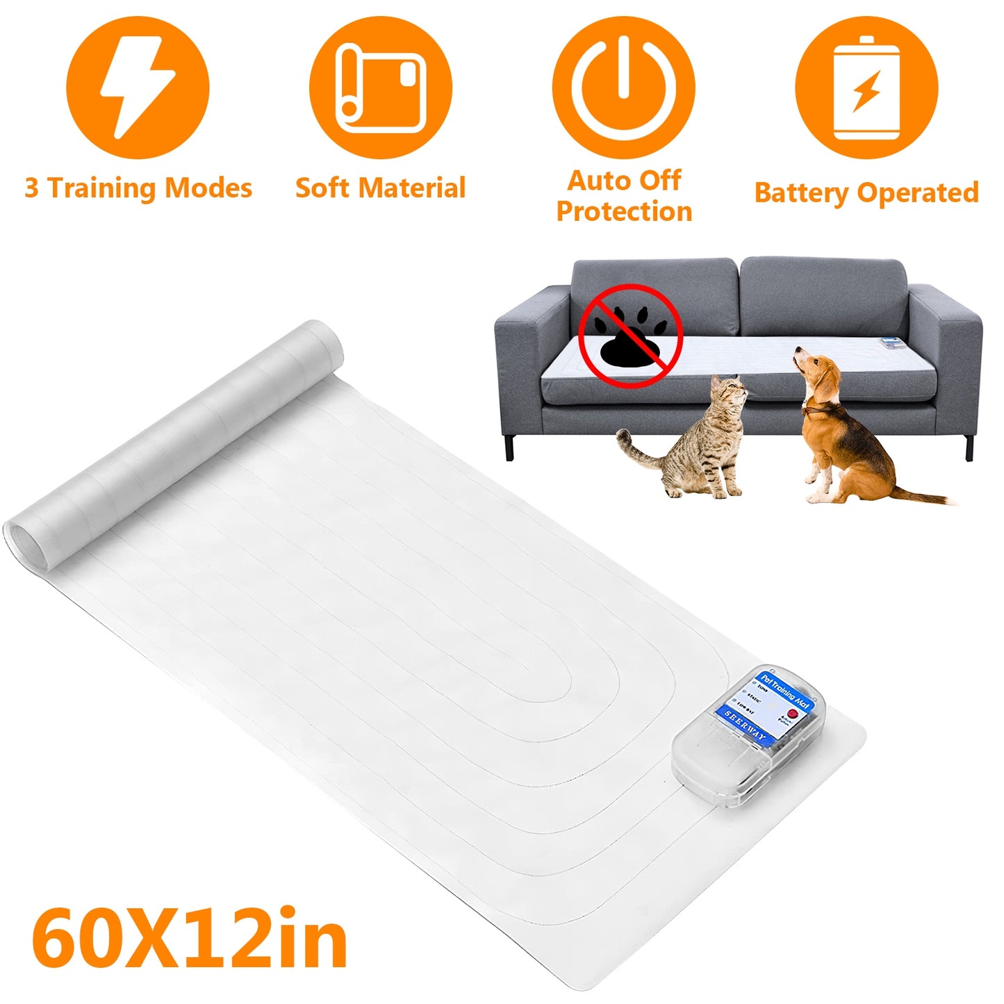US Local 1Pc Electronic Pet Training Mat Indoor Safe Shock Training Pad For Dogs Cats Pet Barrier 60x12in With 3 Training Modes