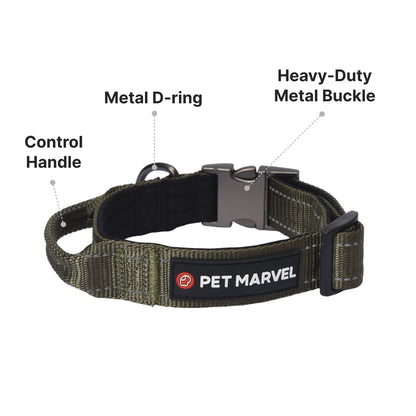 US Local PET MARVELHigh Performance Tactical Dog Collar 1.25 In Wide With Handle