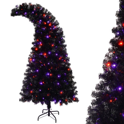US Local 6-foot Artificial Christmas Tree With LED Lights, Pre-lit Curved Artificial Christmas Tree With 900 Tips, Black Christmas Tree