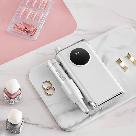 US Local VEVOR Electric Rechargeable Nail Drill, 40,000RPM Portable Cordless Nail E File Machine, LCD-Display Acrylic Gel Grinder Tool With 6 Bits And 50PCS Sanding Bands For Manicure Pedicure Carve Polish