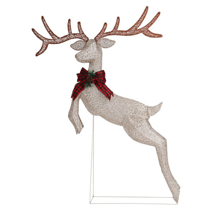 US Local 5FT Lighted Jumping Reindeer Christmas Decorations, Pre-lit Holiday Decor With Warm White LED Lights For Xmas Outdoor Indoor Decor Lighted Holiday Displays