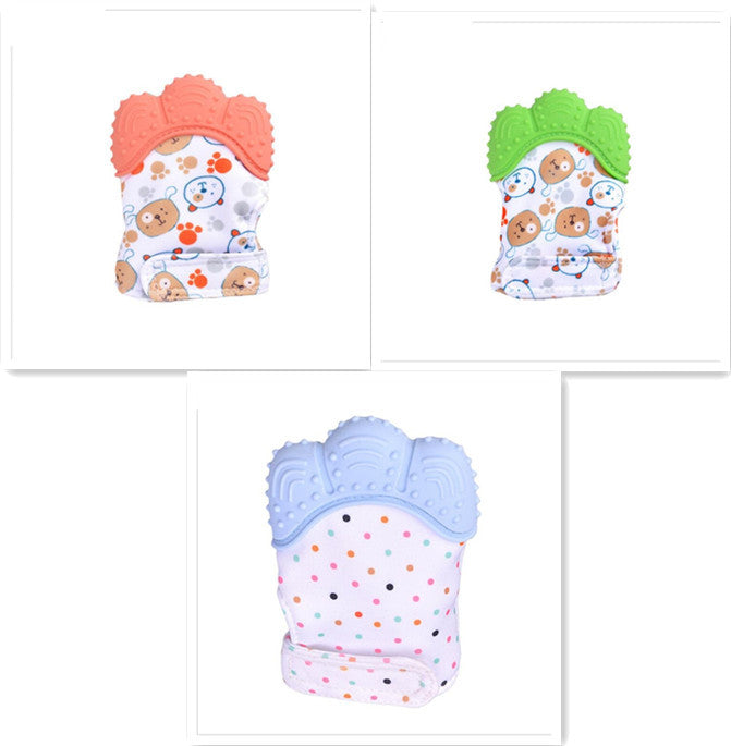 US Local Baby teether baby anti-bite silicone molar gloves children's sound toys